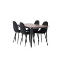 Tempe söögilaud - must / pähkel MDF + söögitoolid Polar - mustad jalad / must samet _4