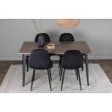 Tempe söögilaud - must / pähkel MDF + söögitoolid Polar - mustad jalad / must samet _4
