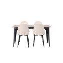 Tempe söögilaud - must / pähkel MDF + söögitoolid Polar - mustad jalad / beež samet _4