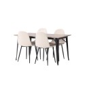 Tempe söögilaud - must / pähkel MDF + söögitoolid Polar - mustad jalad / beež samet _4