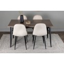 Tempe söögilaud - must / pähkel MDF + söögitoolid Polar - mustad jalad / beež samet _4
