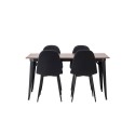 Tempe söögilaud - must / pähkel MDF + söögitoolid Polar - mustad jalad - must kangas _4