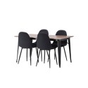 Tempe söögilaud - must / pähkel MDF + söögitoolid Polar - mustad jalad - must kangas _4