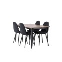 Tempe söögilaud - must / pähkel MDF + söögitoolid Polar - mustad jalad - must kangas _4