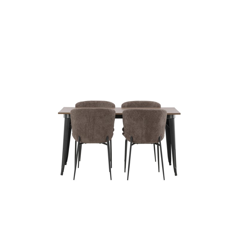 Tempe söögilaud - must / pähkel MDF + Modesto söögitoolid - beež / beež Boucle _4
