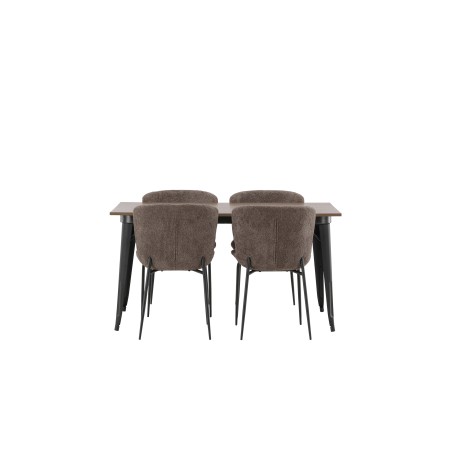 Tempe söögilaud - must / pähkel MDF + Modesto söögitoolid - beež / beež Boucle _4