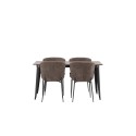 Tempe söögilaud - must / pähkel MDF + Modesto söögitoolid - beež / beež Boucle _4