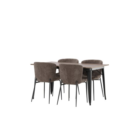 Tempe söögilaud - must / pähkel MDF + Modesto söögitoolid - beež / beež Boucle _4
