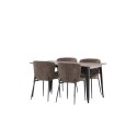 Tempe söögilaud - must / pähkel MDF + Modesto söögitoolid - beež / beež Boucle _4