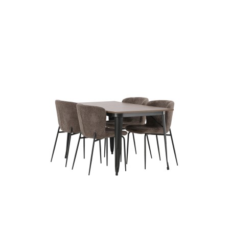 Tempe söögilaud - must / pähkel MDF + Modesto söögitoolid - beež / beež Boucle _4