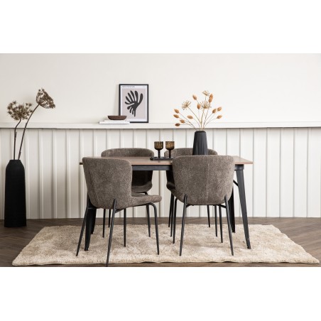 Tempe söögilaud - must / pähkel MDF + Modesto söögitoolid - beež / beež Boucle _4