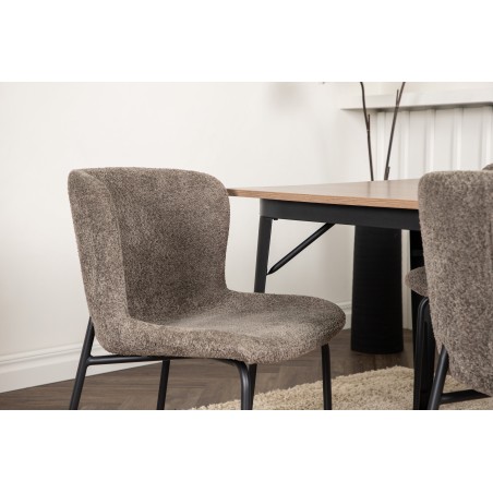 Tempe söögilaud - must / pähkel MDF + Modesto söögitoolid - beež / beež Boucle _4