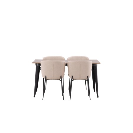 Tempe söögilaud - must / pähkel MDF + Modesto söögitool -id hall / suitsutatud must boucle _4