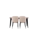 Tempe söögilaud - must / pähkel MDF + Modesto söögitool -id hall / suitsutatud must boucle _4