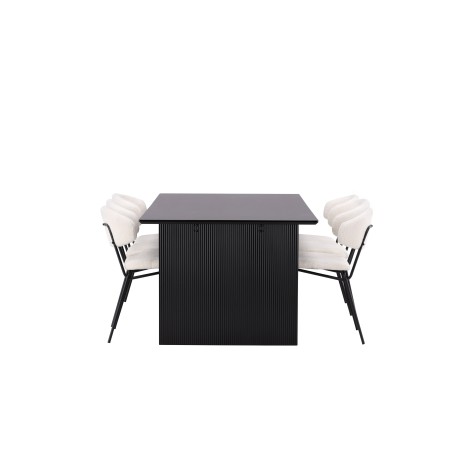 Vail söögilaud - must / suitsumust MDF + Chico söögitoolid - must / valge Boucle _6