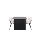 Vail söögilaud - must / suitsumust MDF + Chico söögitoolid - must / valge Boucle _6