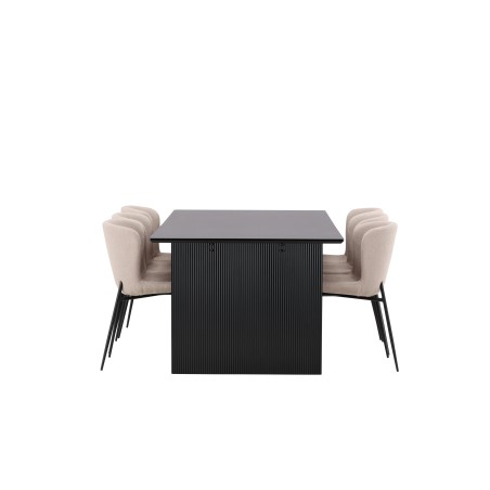 Vail söögilaud - must / suitsumust MDF + Modesto söögitoolid - beež / beež Boucle _6