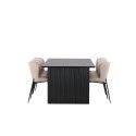 Vail söögilaud - must / suitsumust MDF + Modesto söögitoolid - beež / beež Boucle _6