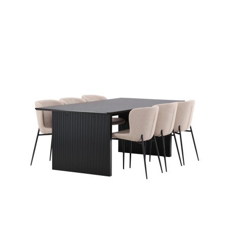 Vail söögilaud - must / suitsumust MDF + Modesto söögitoolid - beež / beež Boucle _6