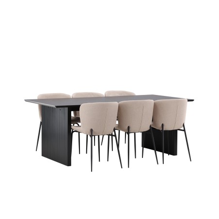 Vail söögilaud - must / suitsumust MDF + Modesto söögitoolid - beež / beež Boucle _6