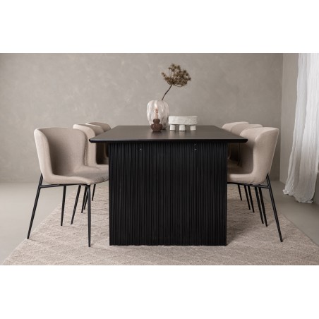 Vail söögilaud - must / suitsumust MDF + Modesto söögitoolid - beež / beež Boucle _6