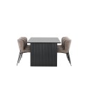 Vail söögilaud - must / suitsumust MDF + Modesto söögitoolid - hall / suitsutatud must Boucle _6