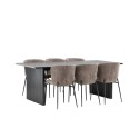 Vail söögilaud - must / suitsumust MDF + Modesto söögitoolid - hall / suitsutatud must Boucle _6