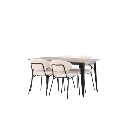 Tempe söögilaud - must / pähkel MDF + Chico söögitoolid - must / valge Boucle _4