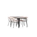 Tempe söögilaud - must / pähkel MDF + Chico söögitoolid - must / valge Boucle _4