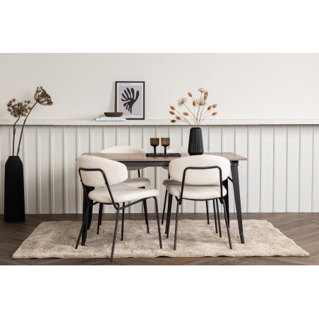 Tempe söögilaud - must / pähkel MDF + Chico söögitoolid - must / valge Boucle _4