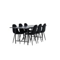 Söögilaud Astrid 200*75 - Matt must / Matt must spooniga MDF + Polari söögitoolid - Mustad jalad / Black Velvet _6