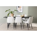Söögilaud Astrid 200*75 - Matt must / Matt must MDF spooniga + söögitoolid - Must / Valge PU _6