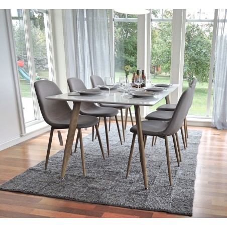 Polar söögilaud- valge- 180*90*H75 +Polar Söögitool Tammejalad / hall kangas _6