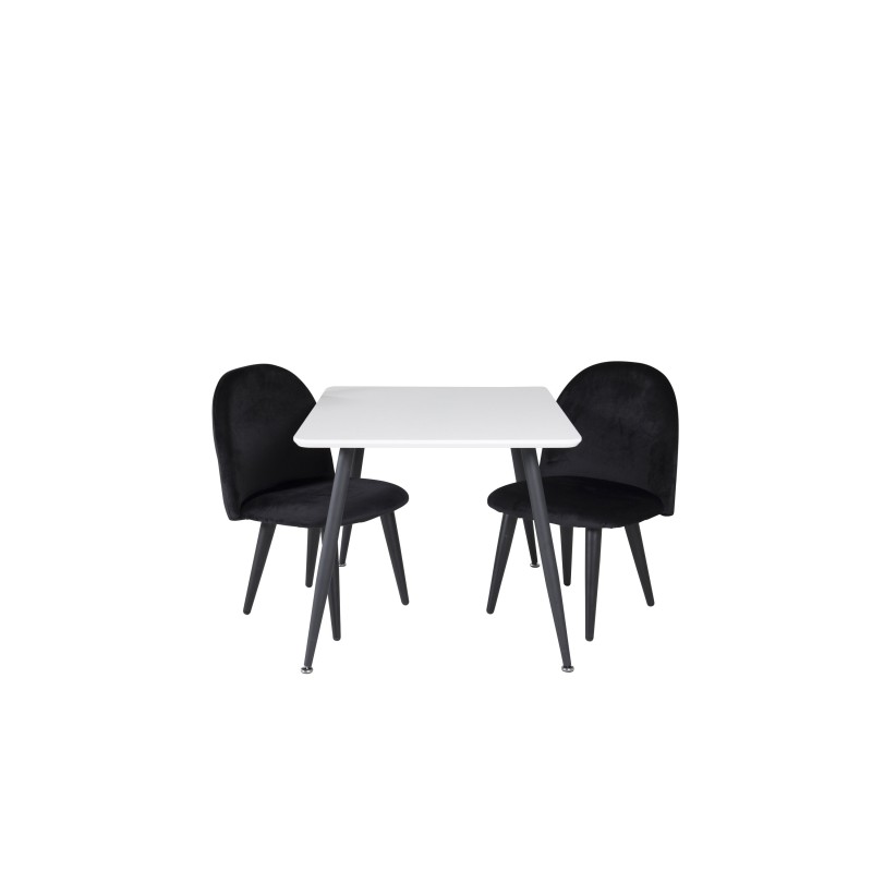 Söögilaud Polar 80*60 XXS - valge / must + sametne söögitool XXS - must samet _2