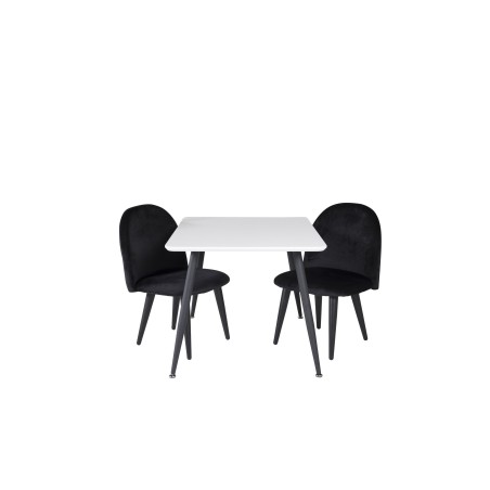Söögilaud Polar 80*60 XXS - valge / must + sametne söögitool XXS - must samet _2