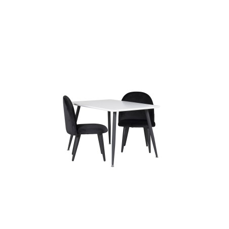 Söögilaud Polar 80*60 XXS - valge / must + sametne söögitool XXS - must samet _2