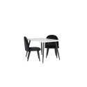 Söögilaud Polar 80*60 XXS - valge / must + sametne söögitool XXS - must samet _2