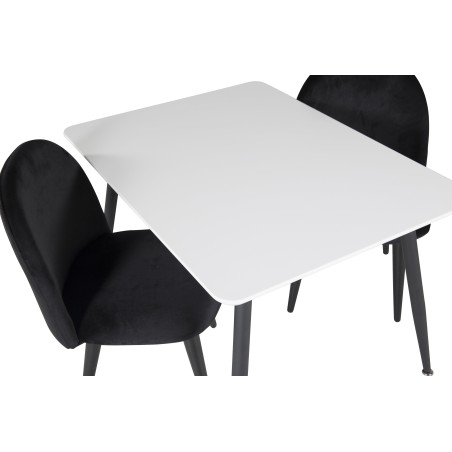 Söögilaud Polar 80*60 XXS - valge / must + sametne söögitool XXS - must samet _2
