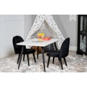 Söögilaud Polar 80*60 XXS - valge / must + sametne söögitool XXS - must samet _2