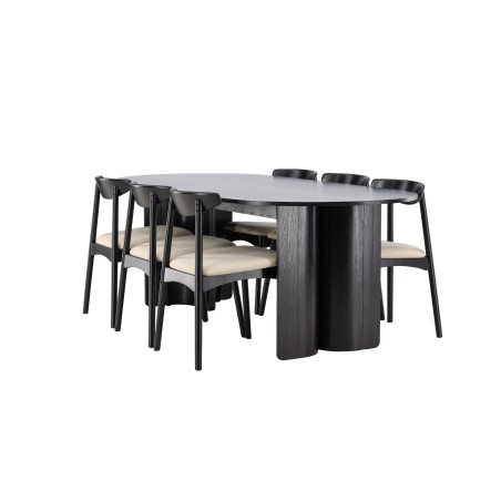 Tyresö Laud 100x220 cm - söögitoolidega - Must