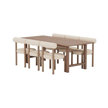 Count söögilaud 100x220 pruun Woodlook + Tillo toolid Woodlook/valge _6