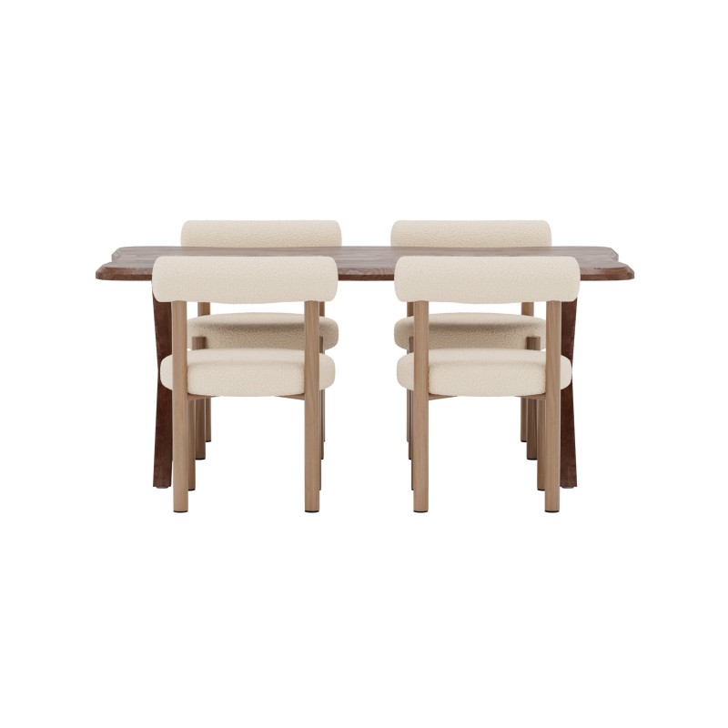 Söögilaud Fiona 180x90 pähkel 3D + Tillo toolid Woodlook/White _4