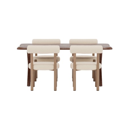 Söögilaud Fiona 180x90 pähkel 3D + Tillo toolid Woodlook/White _4