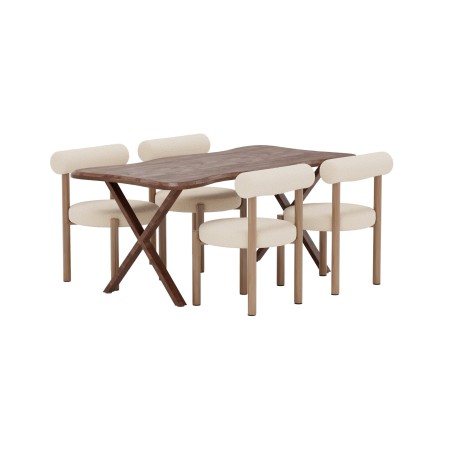 Söögilaud Fiona 180x90 pähkel 3D + Tillo toolid Woodlook/White _4