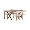 Söögilaud Fiona 180x90 pähkel 3D + Tillo toolid Woodlook/White _4