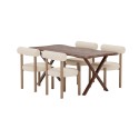 Söögilaud Fiona 180x90 pähkel 3D + Tillo toolid Woodlook/White _4