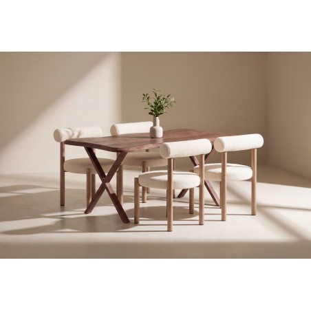 Söögilaud Fiona 180x90 pähkel 3D + Tillo toolid Woodlook/White _4