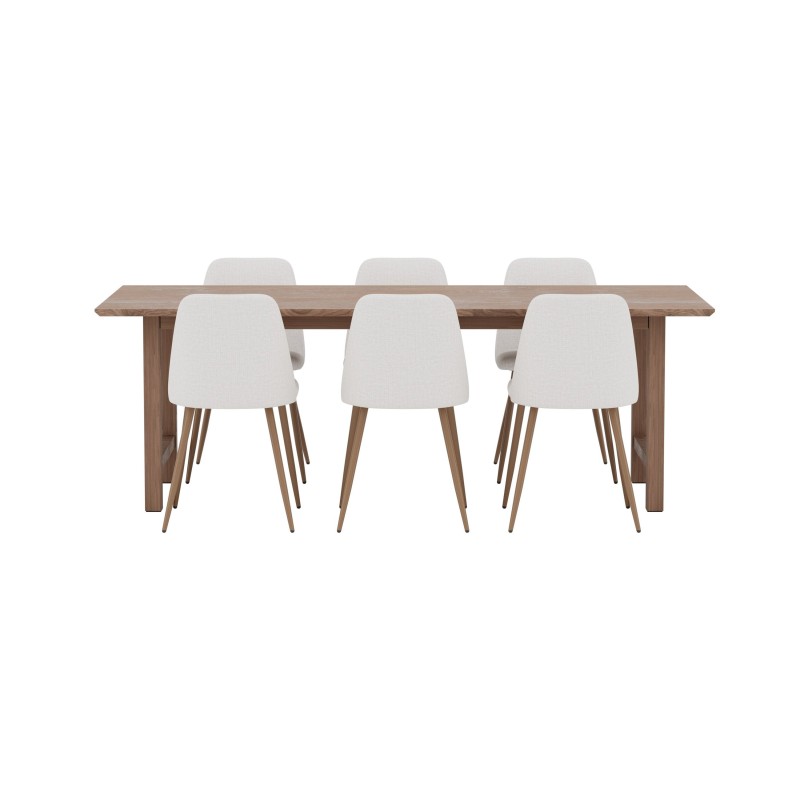 Count söögilaud 100x220 pruun Woodlook +söögitoolid Mocca/beež _6