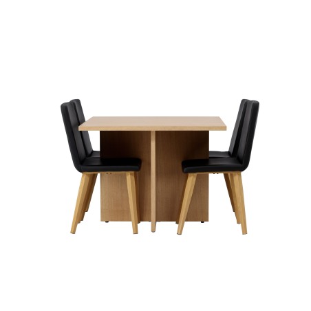 Leo söögilaud 100*75 - Oaklook / Oaklook MDF +Today söögitoolid - loodus / must PU _4