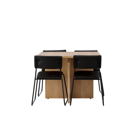 Leo söögilaud 100*75 - Oaklook / Oaklook MDF +Kenth toolid - must / must PU _4